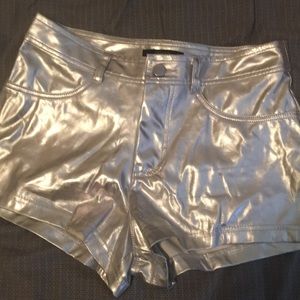 Metallic high waisted shorts